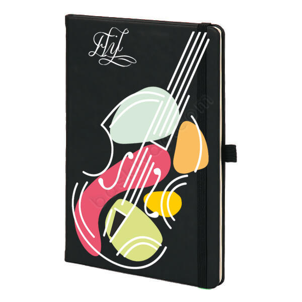 Keman Desenli Siyah Ajanda – Tarihsiz Siyah Ajanda / Defter tasarımı