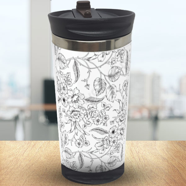 Kendin Boya Çiçekli Çelik Termos Bardak online tasarla