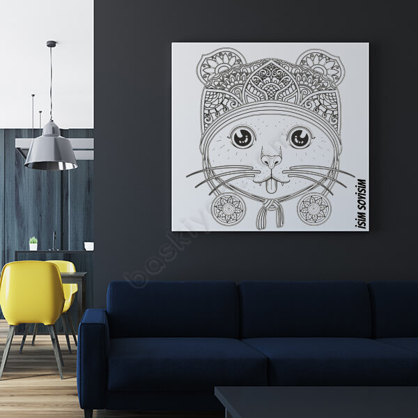 Kendin Boya Kedi Tasarımlı Kanvas Tablo online tasarla