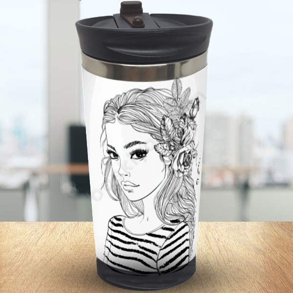 Kendin Boya Kız Çelik Termos Bardak online tasarla