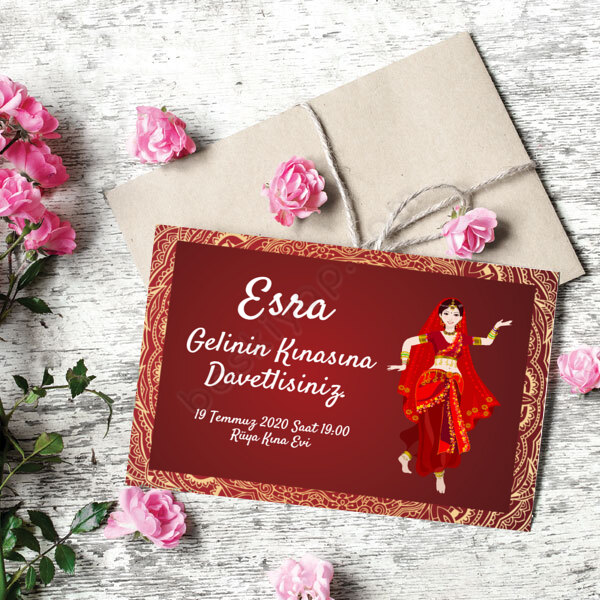 Kendin Tasarla 18X13Cm Kına Davetiyesi online tasarla