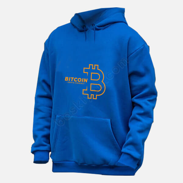 Kendin Tasarla Bitcoin Temalı Mavi Kapşonlu Sweatshirt online tasarla