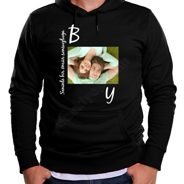 Kendin Tasarla Kapşonlu Siyah Hoodie Seweatshirt online tasarla