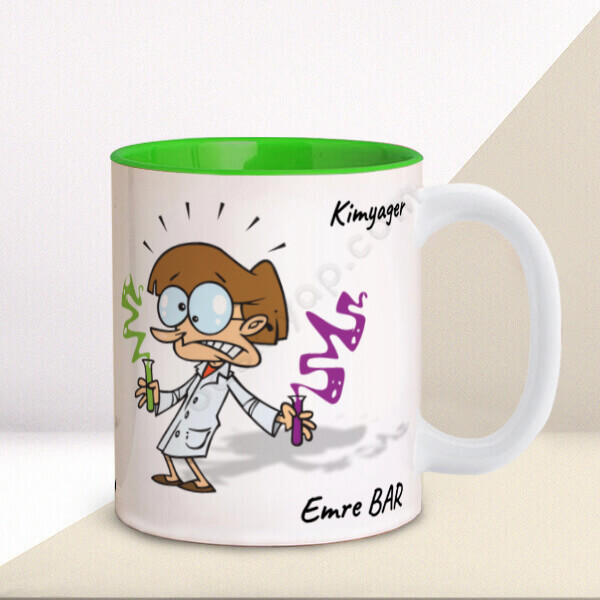 Kimyager Tasarımlı Baskılı Yeşil Kupa online tasarla