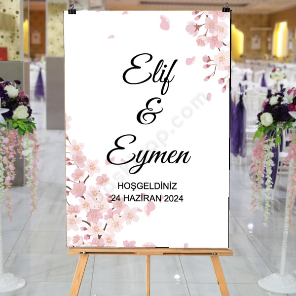 Kiraz Çiçeği Tasarımlı Söz Nişan Çeyiz Afişi online tasarla