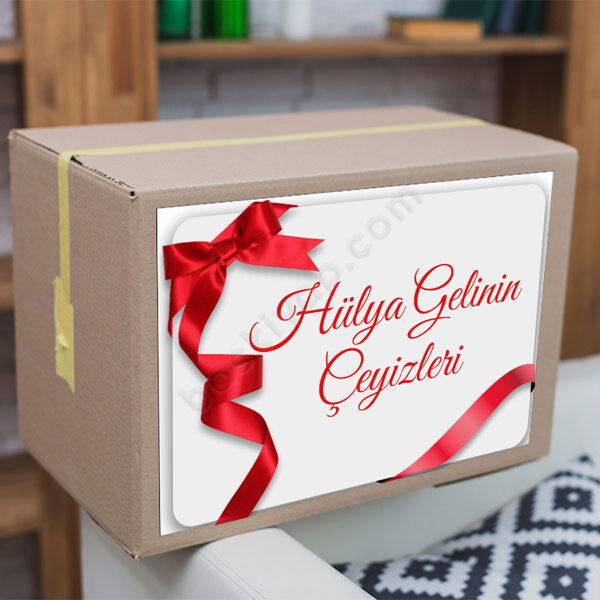 Kırmızı Kurdelalı 04 Çeyiz Etiketi online tasarla