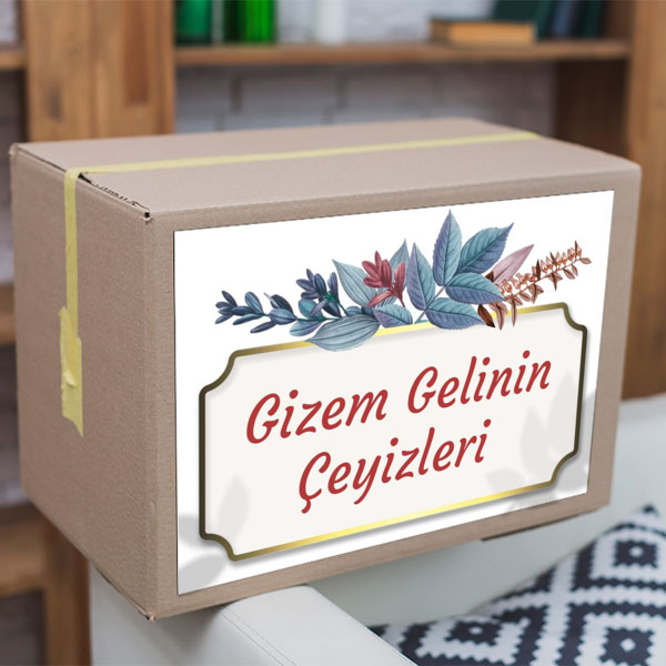 Kırmızı Mavi Çiçekli Etiket online tasarla