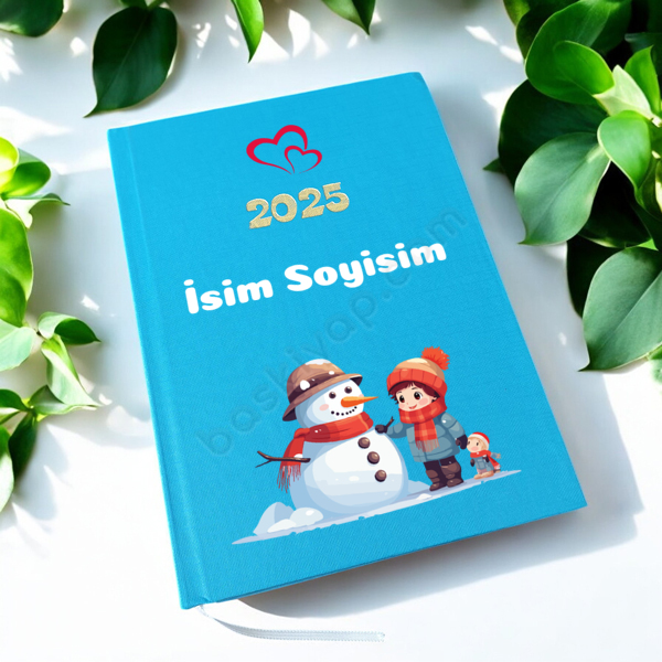 Kişiye Özel 2025 Ajandası Kardan Adamlı online tasarla