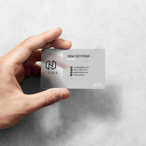 Kişiye Özel Açık Renkli Pvc Şeffaf Kartvizit online tasarla
