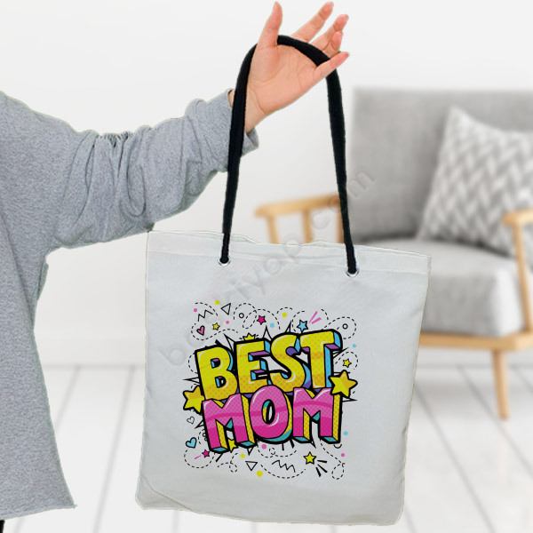 Kişiye Özel Best Mom Tasarımlı Beyaz Bez Çanta online tasarla
