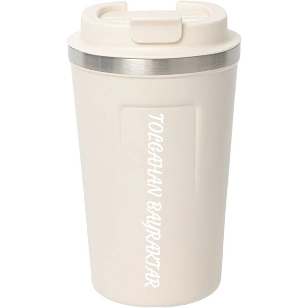 Kişiye Özel Beyaz Çelik Termos Kilitli Mug 380 Ml Kendin Tasarla | 16153 online tasarla