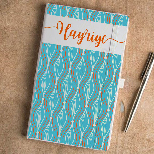 Kişiye Özel Çizgi Detaylı Beyaz Ajanda online tasarla