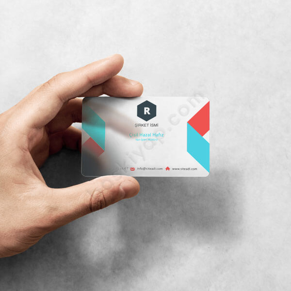 Kişiye Özel Geometrik Desenli Pvc Şeffaf Kartvizit online tasarla