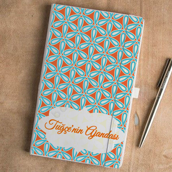 Kişiye Özel Geometrik Şekilli Tasarımlı Beyaz Ajanda online tasarla