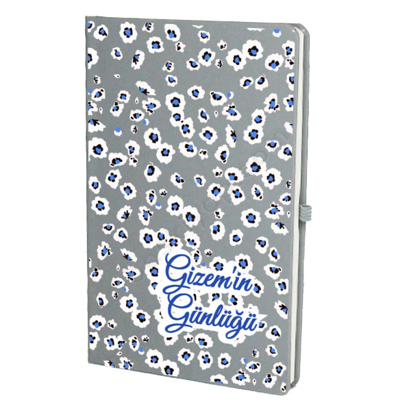 Kişiye Özel Gri Renkli Leopar Temalı Ajanda – Tarihsiz Çizgili Gri Ajanda/Defter 13X21Cm tasarımı