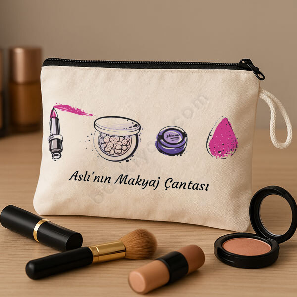 Kişiye Özel Ham Bez Makyaj Çantası Tasarla online tasarla