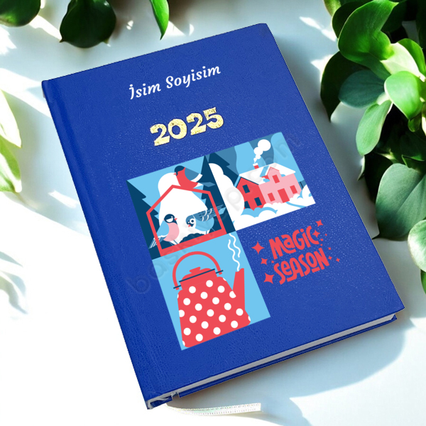 Kişiye Özel Kış Tasarımlı 2025 Mavi Ajanda online tasarla
