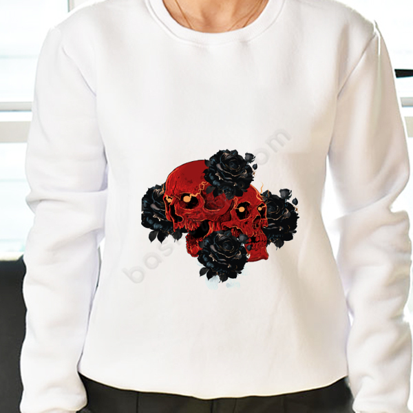 Kişiye Özel Kuru Kafa Baskılı Yuvarlak Yaka Sweatshirt online tasarla