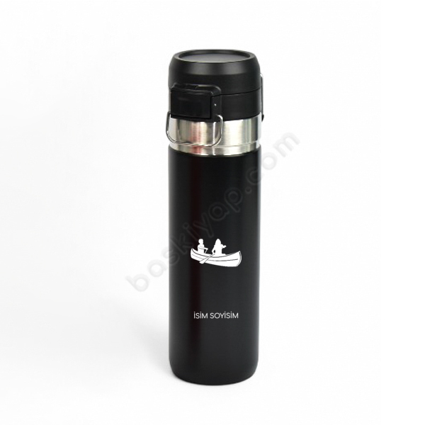 Kişiye Özel Lazer Kazıma Siyah Çelik Termos online tasarla