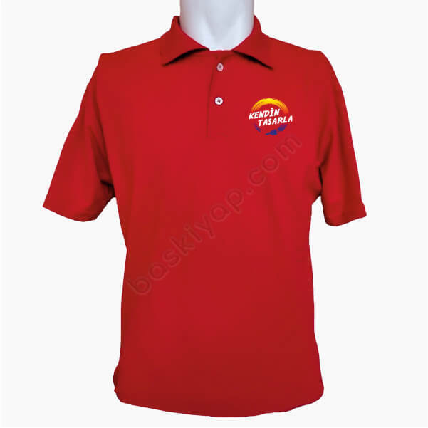 Kişiye Özel Polo Yaka Kırmızı Tişört online tasarla