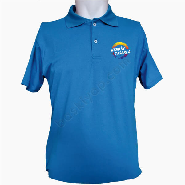 Kişiye Özel Polo Yaka Turkuaz Tişört online tasarla