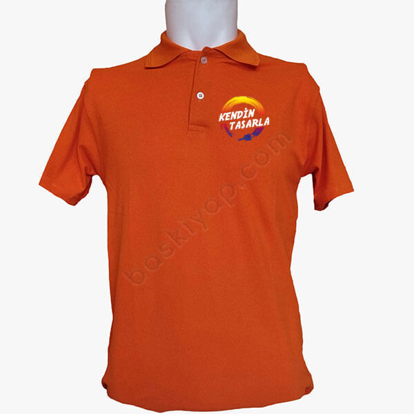 Kişiye Özel Polo Yaka Turuncu Tişört online tasarla