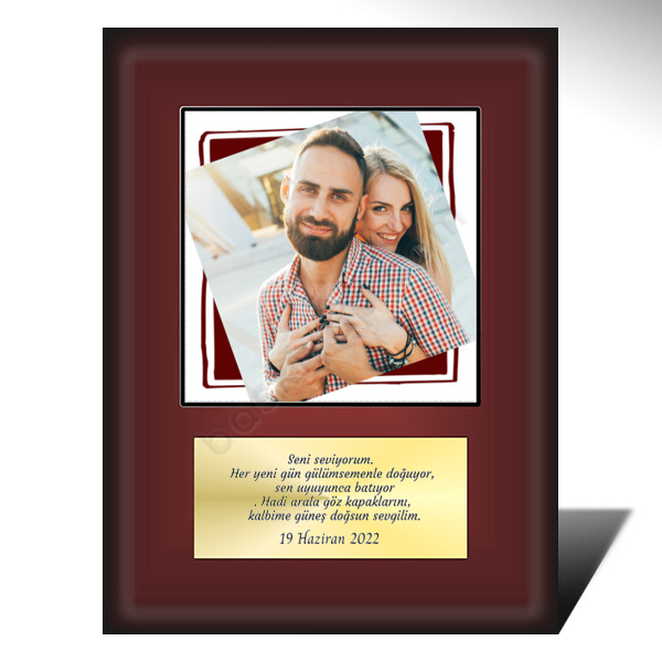 Kişiye Özel Sevgiliye Fotoğraflı Plaket Tasarımı online tasarla