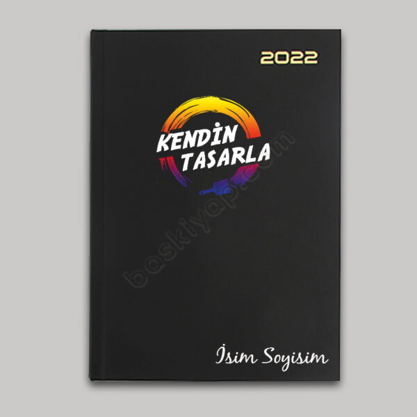 Kişiye Özel Siyah Ajanda 2022 online tasarla