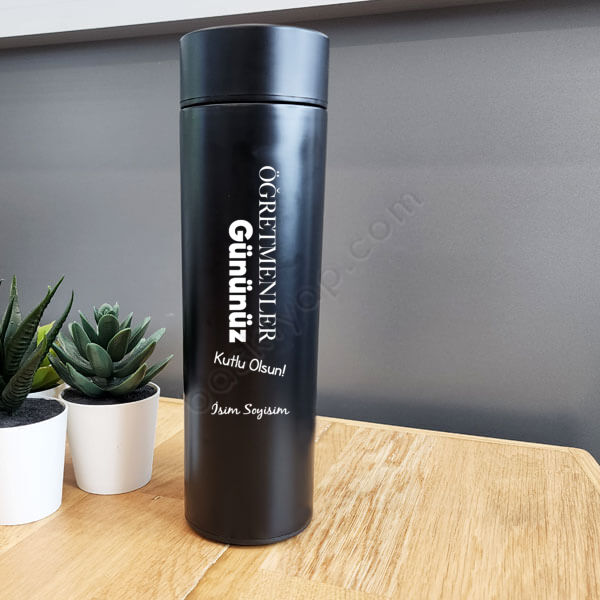 Kişiye Özel Siyah Öğretmen Termosu online tasarla