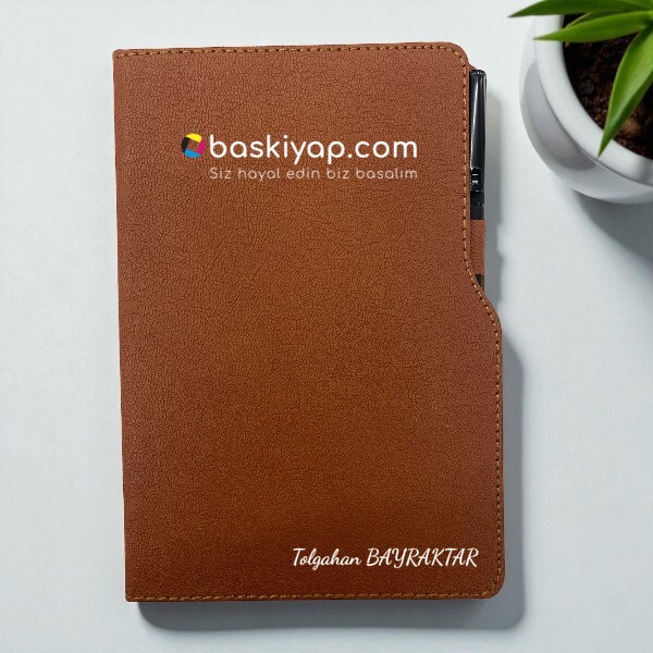 Kişiye Özel Tarihsiz Ajanda Kalem Set - Taba Kendin Tasarla | 16098 online tasarla