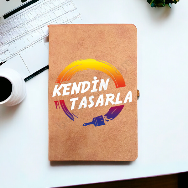 Kişiye Özel Tarihsiz Çizgili Kahverengi Ajanda/Defter online tasarla