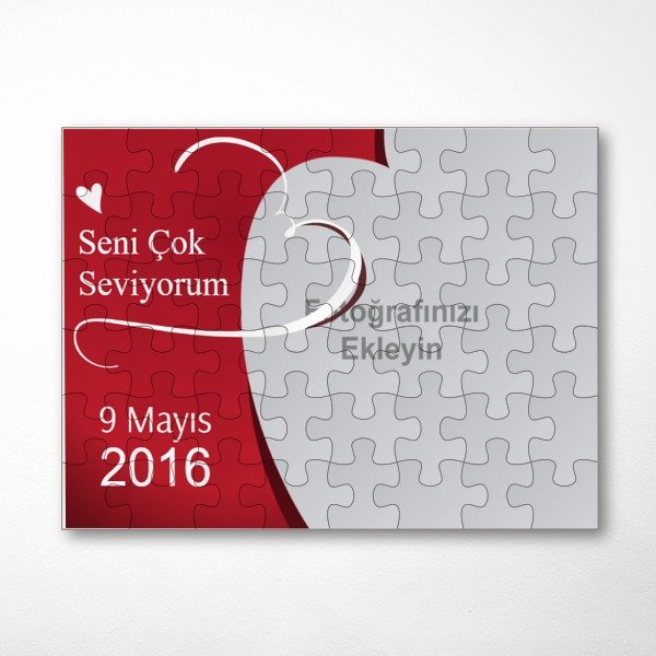 Tanışma Tarihi Tasarımlı Fotoğraflı A3 Puzzle online tasarla