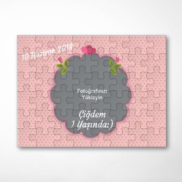 Bir Yaş Doğum Günü Resimli A3 Puzzle online tasarla