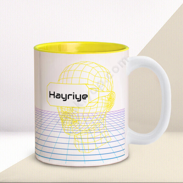 Kişiye Özel Tasarım İçi Sarı Kupa Bardak online tasarla