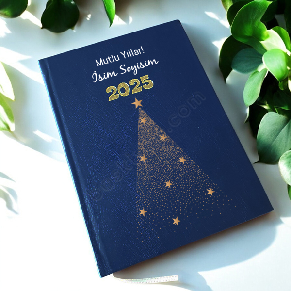 Kişiye Özel Yeni Yıl Tasarımlı 2025 Lacivert Ajanda online tasarla