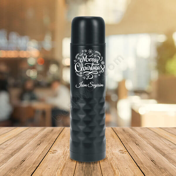 Kişiye Özel Yeni Yıl Tasarımlı Çelik Termos Bardaklı 500Ml online tasarla