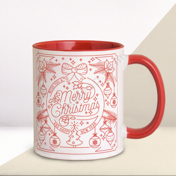 Kişiye Özel Yılbaşı Tasarımlı Kupa-Kırmızı online tasarla