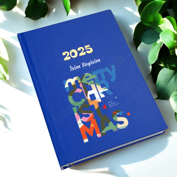 Kişiye Özel Yılbaşı Temalı 2025 Mavi Ajanda Defter online tasarla