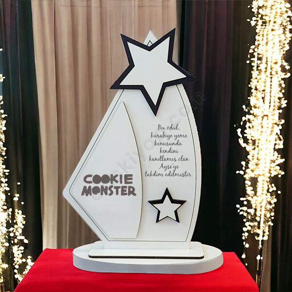 Kişiye Özel Yıldızlı Ahşap Plaket 14X22Cm online tasarla