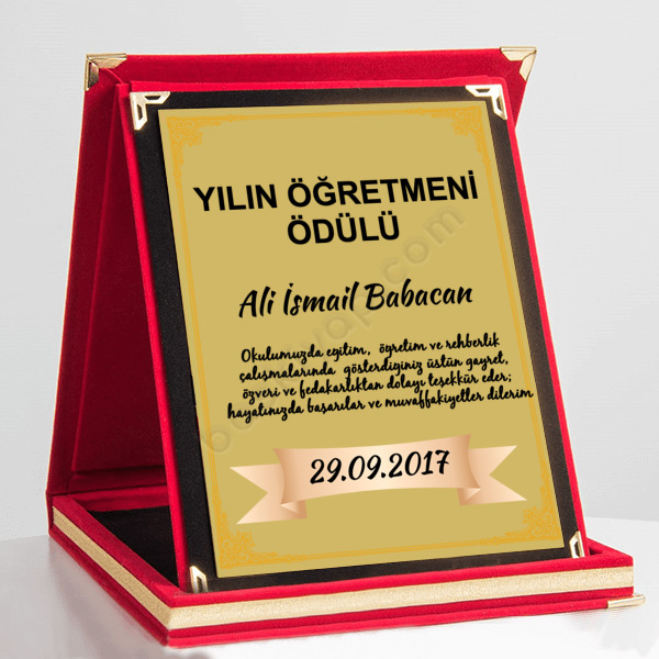 Kişiye Özel Yılın Öğretmeni Ödülü Plaket online tasarla