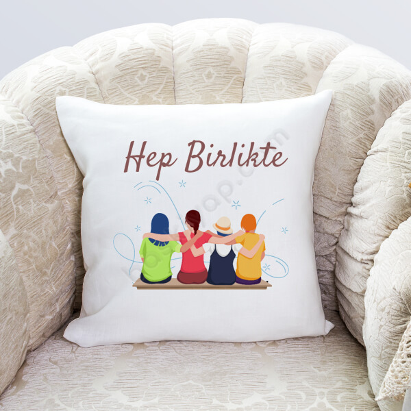 Kız Arkadaşlar Baskılı Yastık Kılıfı online tasarla