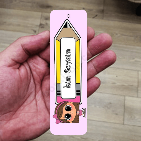 Kız Çocuk Kalem Tasarımlı Metal Kitap Ayracı online tasarla