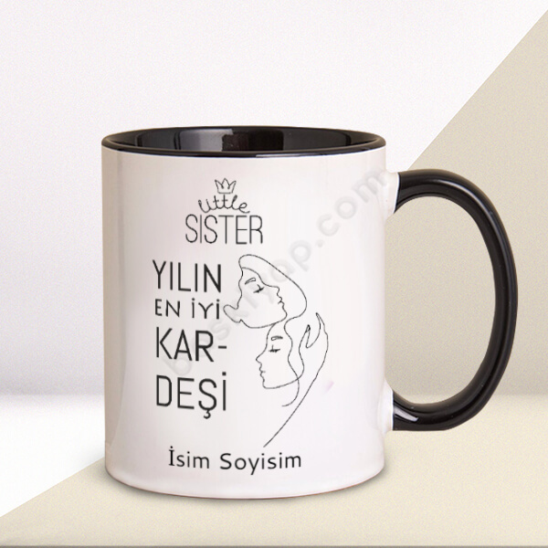 Kız Kardeşe Hediye Siyah Kupa Bardak online tasarla