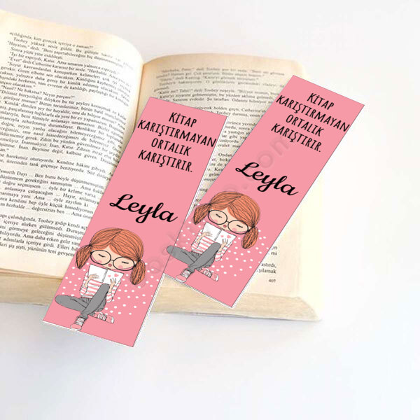 Kız Tasarımlı Kişiye Özel Kitap Ayracı online tasarla