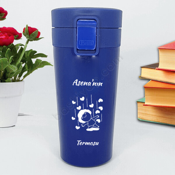Kız Tasarımlı Mavi Termos 2 online tasarla