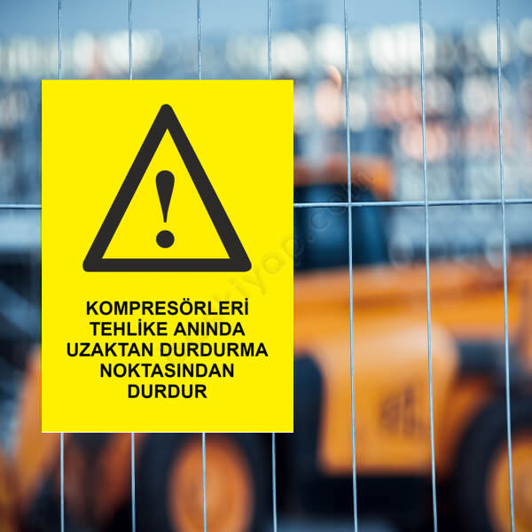 Kompresörleri Uzaktan Durdurma Uyarı Etiketi online tasarla