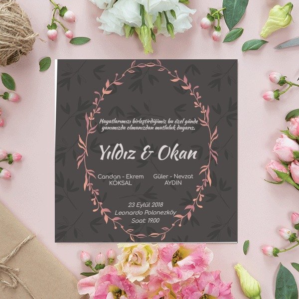 Koyu Zemine Çiçekli Çerçeve online tasarla