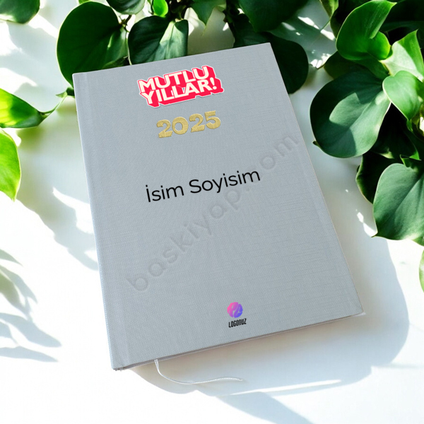 Kurumsal "2025" Yeni Yıl Promosyonu Gri Ajanda Defter online tasarla