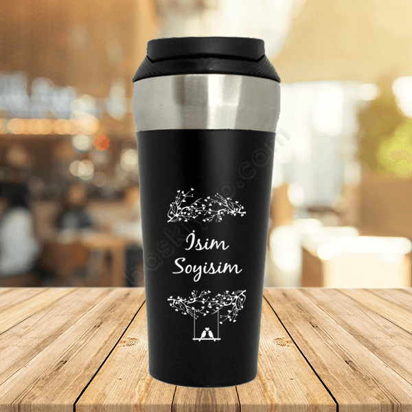 Kuş Kalp Tasarımlı Çelik Termos online tasarla