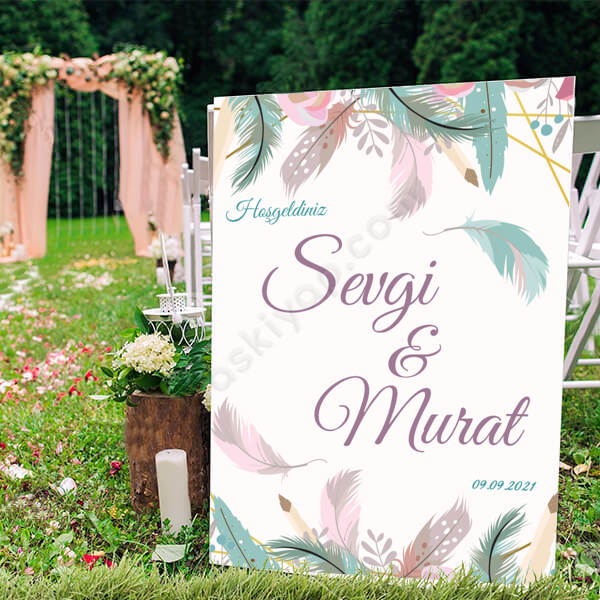 Kuş Tüyü Tasarımlı Ayaklı Pano online tasarla